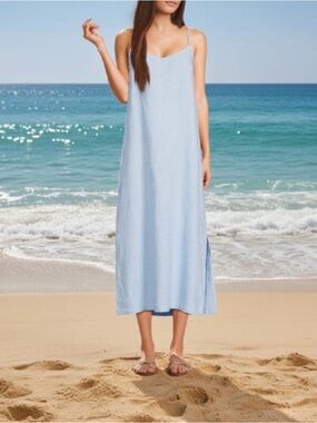 Saks Fifth Avenue Light blue linen dress. NWT